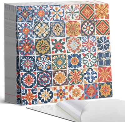 Coloray Plaktegels - Mozaïek tegelpatronen Zelfklevende Tegels - 20 cm x 20 cm - Geel Plaktegels - 20 stuks - Vierkant PVC Tegels - Plaktegels Badkamer - Plaktegels Vloer - Vinyltegels Vloer Zelfklevend - Wandtegel Zelfklevend