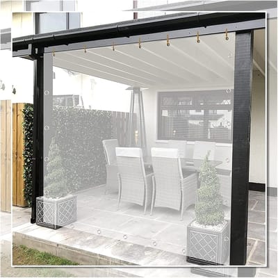 Doorzichtig Buitentapijt - Waterdichte Hoes - Terras Beschermen - Met Doorvoertules - 25 x 35 m - Transparant