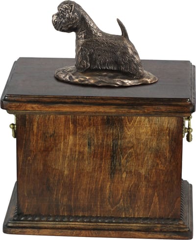 Elegante urn voor de as van een West Highland White Terrier met beeldje