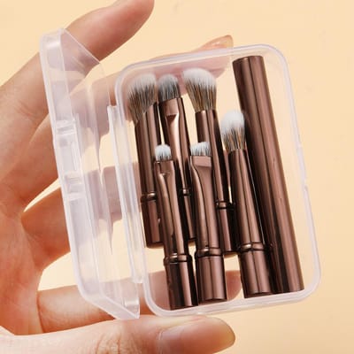 6 stuks Draagbare Make-up Kwasten Set, Afneembare Kwastkoppen, Mini Reismake-up Kwasten Neus Contour Kwast, Concealer Kwast, Oogschaduw Kwast