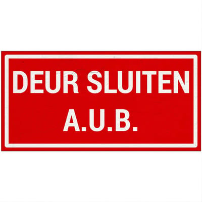 Deur sluiten A.U.B bord | Sign Again materiaal | 20 x 10 cm