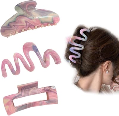 Grote roze klauwclips met antislip grip voor dik krullend haar - Haarklemmen voor lang haar - Haaraccessoires voor vrouwen en meisjes