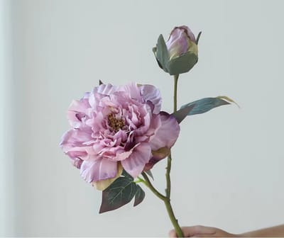 Pioenroos groot - paars - zijden bloemen - 3 stelen - onderhoudsvrij - 49 cm - kunstbloemen