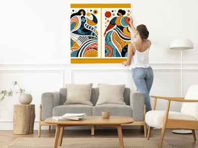 Modern dikke dames schilderij | Kleurrijke voluptueuze vrouwen in hedendaagse kunst: Dikke dames Deluxe | Kunst - 80x80 centimeter op Forex | Foto op Forex