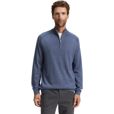 Tom Tailor - Troyer gebreide trui met geborduurd logo - Maat XXL - vintage indigo blue melange