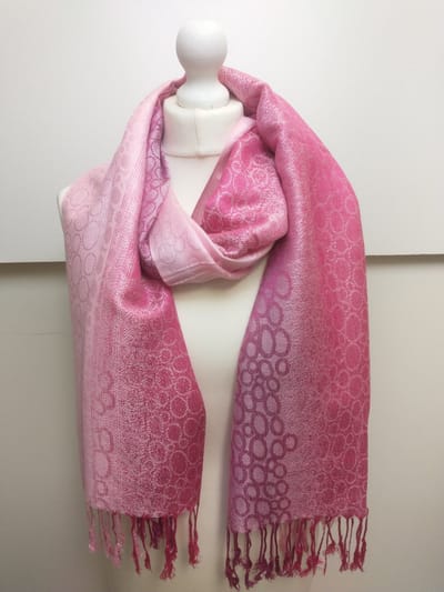 Lange dames sjaal Angelika-fantasiemotief-fuchsia paars licht roze-omslagdoek-stola