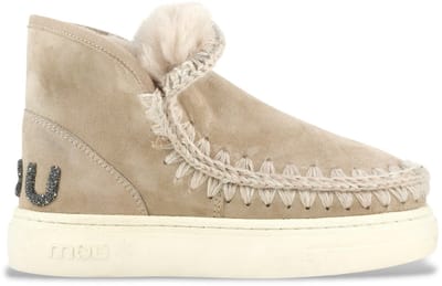 Mou Eskimo Sneaker Bold Glitter Logo Laarzen - Suède - Dames - Beige - Maat 41