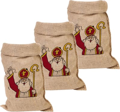 Jute Sinterklaas cadeau zak groot - Pakket van 6x stuks - 50 x 80 cm - Sint feestartikelen jute kadozakken