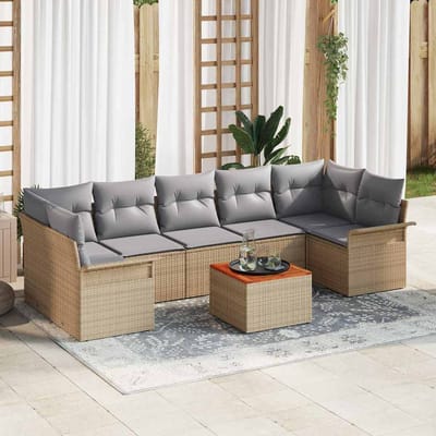 vidaXL - Tuinbank - Set - 8 - st - 7-Aantal - zitplaatsen - Beige - en - Lichtgrijs