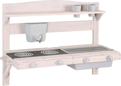 Speelkeuken Kinderen - Buitenkeuken Modderkeuken - Buiten Spelen - FSC Gecertificeerd Hout - 65 x 85 x 35 cm - Grijs