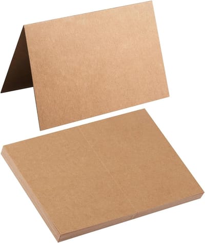 Blanco Wenskaarten - Gevouwen Kaarten - Persoonlijke Berichten - Dikke Karton Kwaliteit - 50 Stuks 3x5 - Bruin