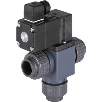 Magneetventiel 3/2-weg 16 mm gelijmde hulzen NC PVC EPDM 0-1bar/15psi 230VAC/DC Vacuüm 0131 51703