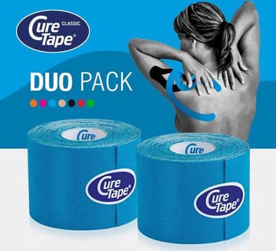 CureTape® Classic voordeelset - Blauw - Kinesiotape – 2 rollen - 5cm x 5m - Elastische tape - FysioTape - Kinesiologie Tape - Cure Tape