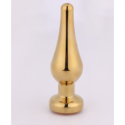 Gouden puntige butt plug met steen - Maat S