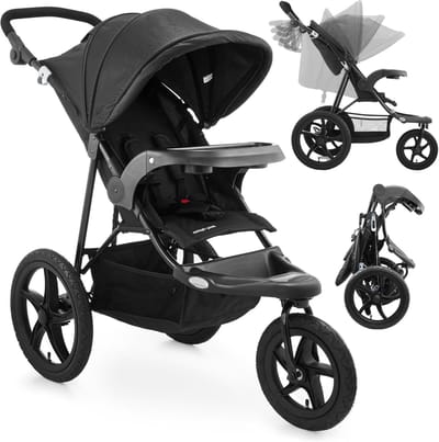 Kinderwagen Driewieler - Babywagen Outdoor - Veilig Wandelen - Reflecterende Strepen - 100 x 39 x 113 cm - Zwart