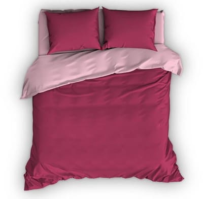 Satin d'Or Reverso Dekbedovertrek - Tweepersoons - 200x200/220 cm - Redbund/Rose