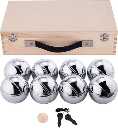 Pétanque Ballen Set - Boules Set - Buiten Spelen - Luxe Houten Kist - 74 mm diameter - Zilver