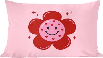 Sierkussens - Kussentjes Woonkamer - 60x40 cm - Bloem - Roze - Hartjes