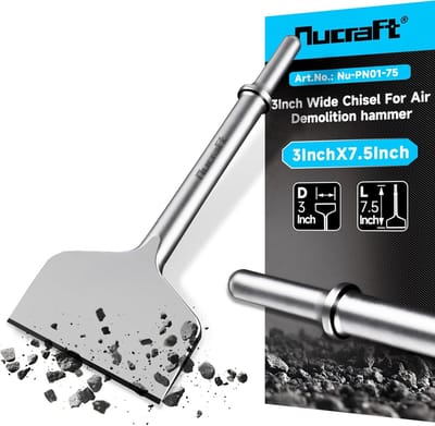 Pneumatische Beitel 3 Inch Breed voor Tegels en Dunne Lagen - Luchtdruk Beitel met 0.401 Inch Schacht