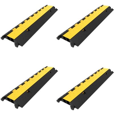 VEVOR Kabelbrug 4-delige Kabelgoot 2-kanaals rubberen kabelbeschermingsbeschermer Ramp 103x25,5x5 cm Warehouse School Heavy-Duty