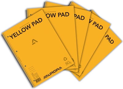 Aurora Collegeblok - Yellow Pad - A4 - Gelinieerd - Gerecycled Notitieblok - 160 bladzijden - 5 stuks