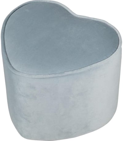 Hartvormige Kinderpoef - Lil Sofa Junior - Fluwelen Zitpoef - Kinderfauteuil - Kinderzitmeubel - Poef voor Kinderen - 24 cm Hoog - Blauw - Zacht en Lichtgewicht