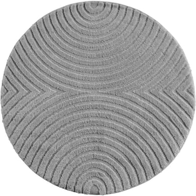 Japandi ART - Rond Scandinavisch Vloerkleed - Laagpolig Effen - Grijs- 120 CM Ø