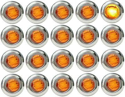 20pcs 12V-24V Car LED Side Marker Lights - Rear Signal Bulbs - Universele Ronde Side Signal Indicatoren - Bulbs voor Truck Pickup Trailer SUV Caravan RV - Oranje Lichten