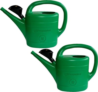 Prosperplast Gieter met broeskop - Set van 2x stuks - groen - kunststof - 8 liter - gieters voor buiten