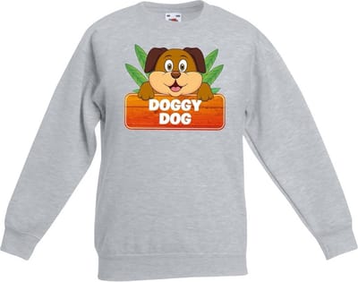 Doggy Dog de hond sweater grijs voor kinderen - unisex - honden trui - kinderkleding / kleding 98/104
