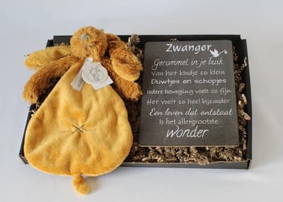 Brievenbus cadeau Rabbit Richie Oker - cadeau zwangerschap - cadeau baby - happy horse