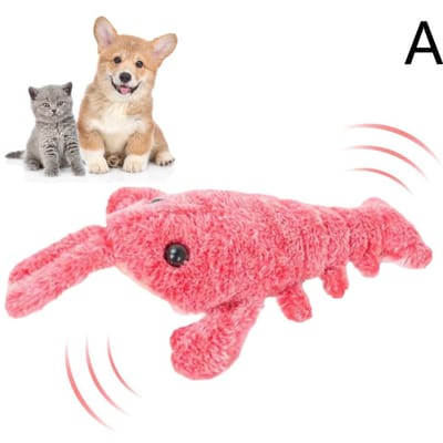 Kattenspeelgoed Elektrische Kreeft USB Oplaadbaar Simulatie Springende Garnaal Pluche Elektrisch Huisdier Plagen Katten Honden Speelgoed Wiebelende Kreeft