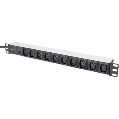 Digitus DN-95404 19 inch Stekkerdoos voor patchkast 1 HE Apparaatcontactdoos C13 10A Zwart