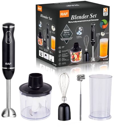 Staafmixers, 5-in-1 staafmixer, 800W soepblender met 500ml hakmolen en 600ml blender BPA-vrij