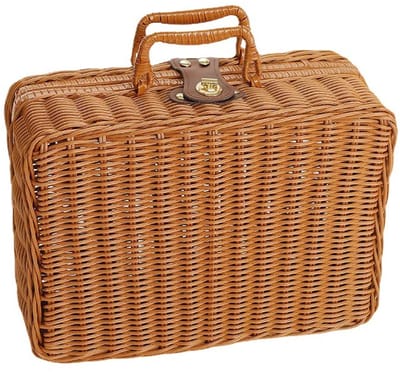 Dailygoods- Picknickmand Geweven - Kunststof Rotan Koffer - Vintage Design - Met Handgrepen - Metalen Slot - Stevig en Duurzaam - Picknickkoffer