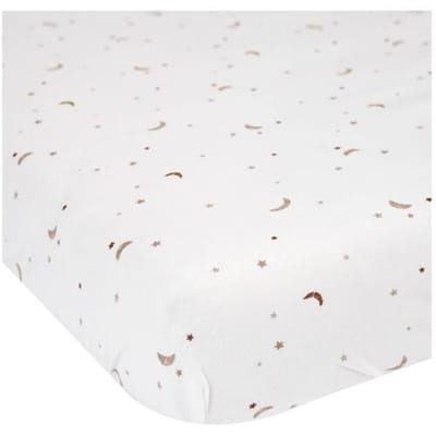 Prénatal ledikant hoeslaken Ster en Maan Ivory White unisex