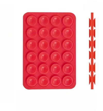 Telefoonhouder, telefoonhouder met siliconen zuignap, geschikt voor alle telefoonmodellen, antislip en valbestendige telefoonhouder, 2 stuks, rood.