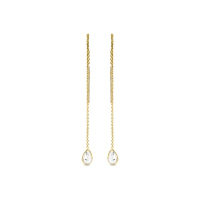 Boucles d’oreilles Luxenter en argent sterling 925 avec Brilliant Zirconia finies en or jaune 18K - Indispensable blanc