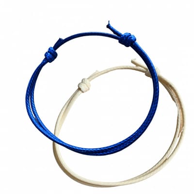 2 enkelbandjes- Blauw-Ivoor- Schuifkoord- Kinderen - Charme Bijoux