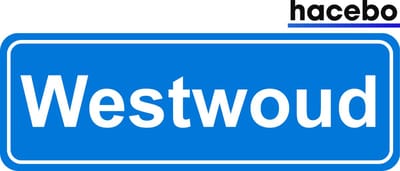 Hacebo - Plaatsnaam Sticker - 29x10 CM - Westwoud sticker - Verkeersborden sticker - grappige cadeaus - Westwoud