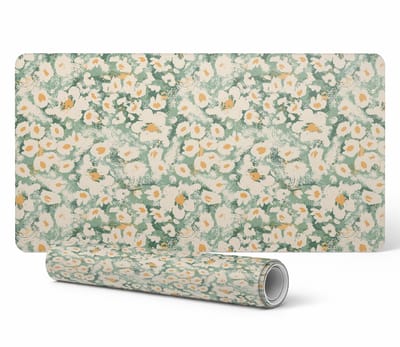 Vinyl bureauonderlegger met stijlvolle retro bloemenprint 120x60 cm