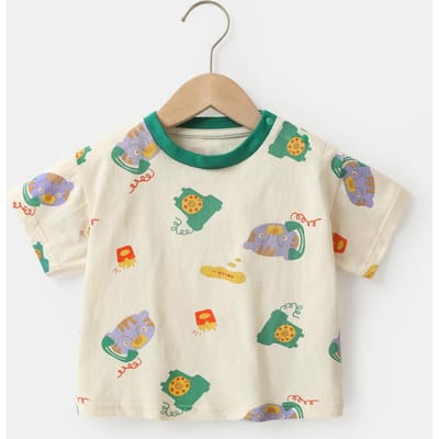 Babykleding Casual T-shirts met korte mouwen Zomerkleding Jongens Meisjes Baby Kinderen Kinderen Zomer Tops met halve mouwen 120cm beige