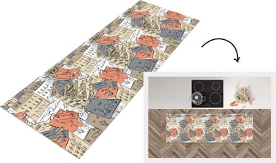 Keukenloper - Loper keuken - Gebouw - Patronen - Steden - 150x50 cm - Keukenloper vinyl