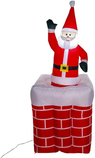HI Grote opblaasbare kerstman - in schoorsteen - 180 cm - met led verlichting en beweging - opblaas kerstfiguur