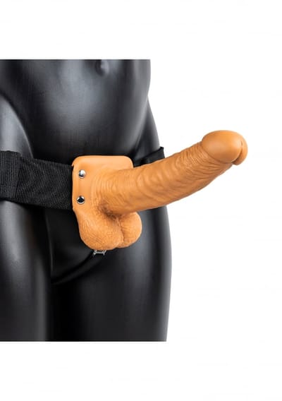 RealRock by Shots - Vibrating Hollow Strap-On with Balls - 7 / 18 cm
