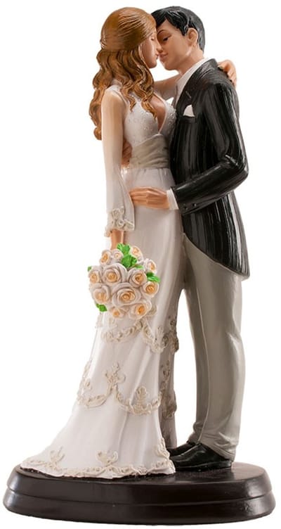 DEKORA - Kusscène bruidspaar figuur 18 cm voor bruidstaart