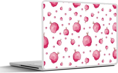 Laptop sticker - 13.3 inch - Granaatappel - Roze - Sjablonen - Waterverf - 31x22,5cm - Laptopstickers - Laptop skin - Cover