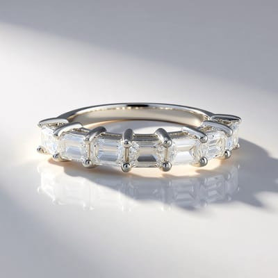 Cavill - 925 Sterling Zilver Ring - Platina Verguld - 7 Achthoekige Zirkonen 1,663 ct - Elegante Damesring met Sprankelend Design