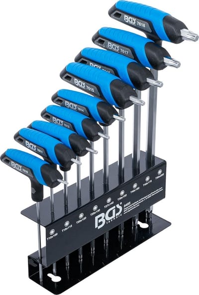 T-greep sleutelset - Torx sleutels - Vastzetten schroeven - Ergonomische handgreep - T10 tot T50 - Veelkleurig