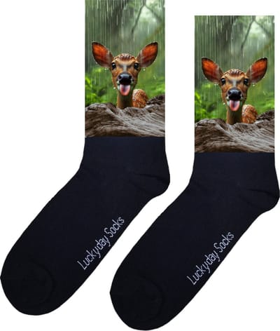 Hert - Regen - Tong - Print sokken - Leuke sokken - Verjaardag - Moederdag - Vaderdag - Valentijn - Sokken Voor hem - Sokken Voor haar - Kerst sokken - Grappige sokken - Vrolijke sokken - Sokken waar je vrolijk van wordt - Maat 37-44
